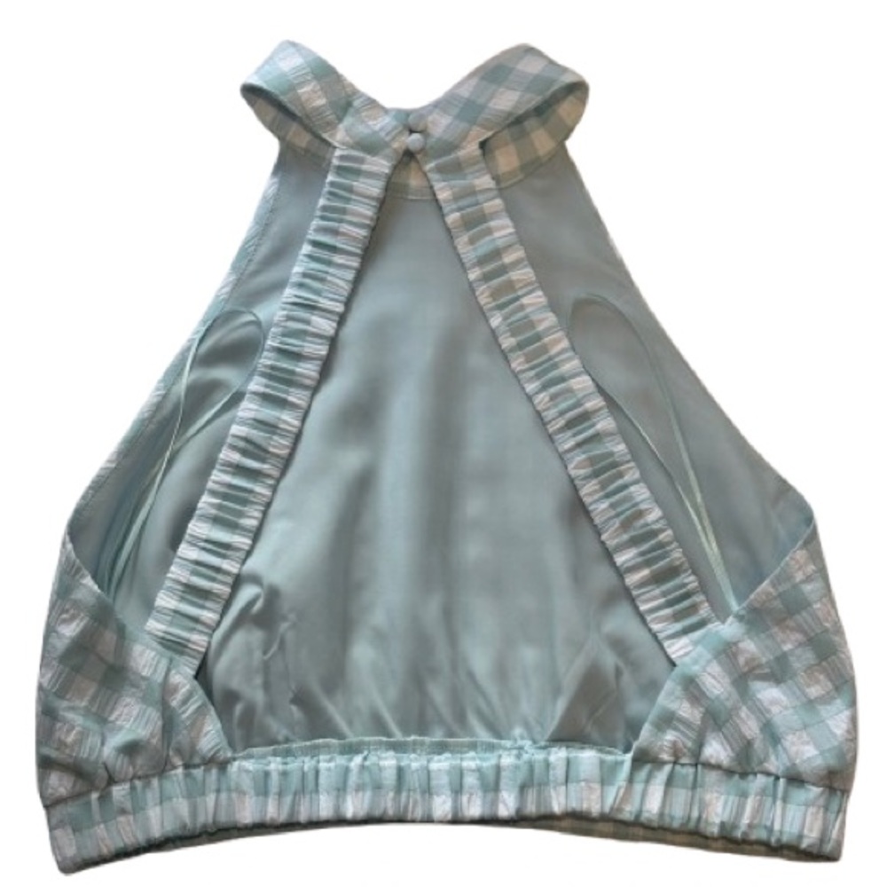 NWOT Talulah 2 Pcs Gingham Sleeveless Top Tiered Skirt Blue White Size M - Picture 8 of 15